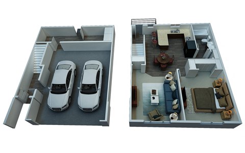 Floor plan for 1 bed, 1 bath, 774 sqft